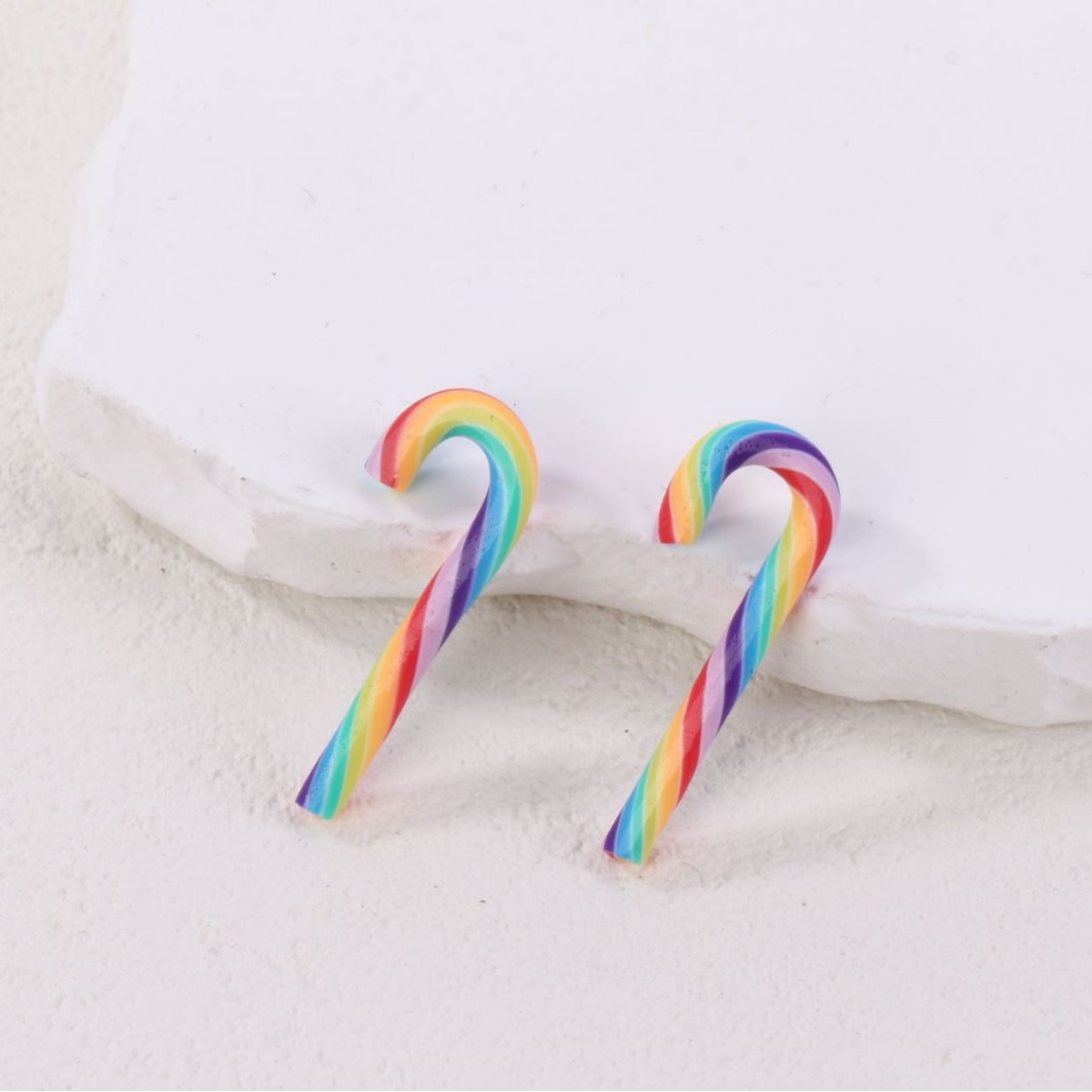 Festive Polymer Clay Candy Cane Charm for DIY Holiday Crafts view 2