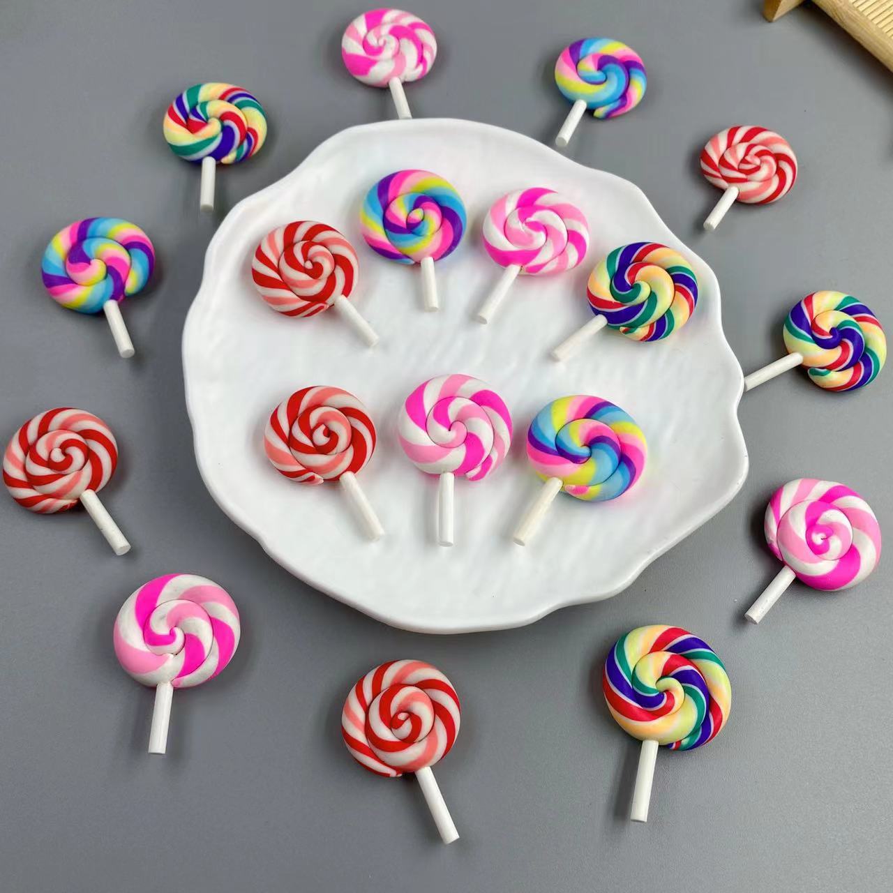 Sweet Polymer Clay Lollipop Charm for DIY Dessert Crafts view 2